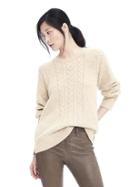 Banana Republic Womens Limited Edition Cable Knit Sweatshirt - Pale Gold