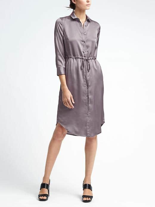 Banana Republic Charmeuse Shirtdress - Graphite