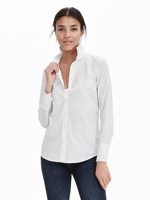 Banana Republic Womens Riley Fit Poplin Shirt Size 0 - White