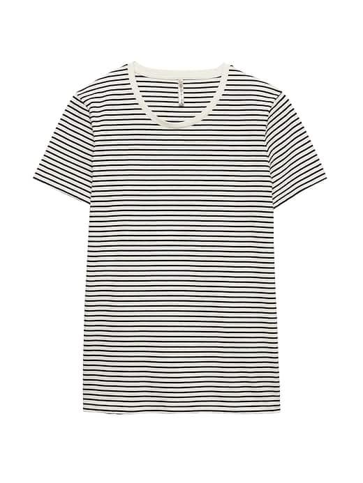 Banana Republic Womens Supima Cotton Crew-neck T-shirt Shadow Stripe Size Xxl