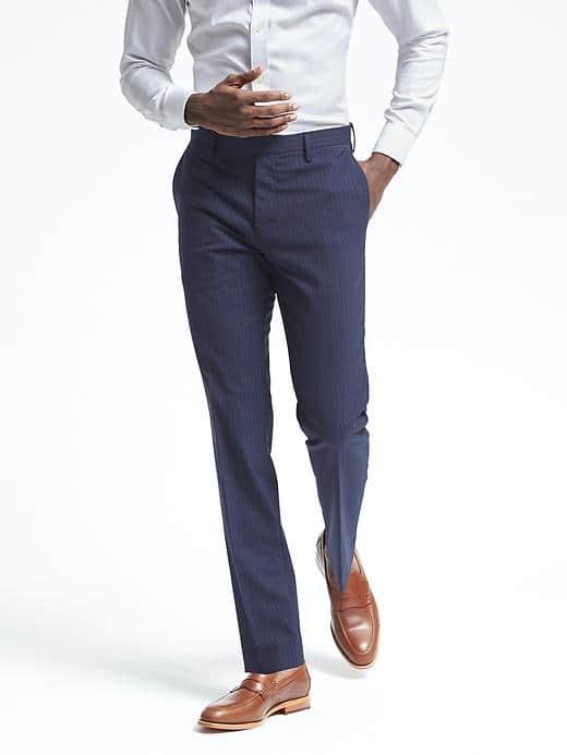 Banana Republic Mens Slim Blue Performance Wool Pant - Navy