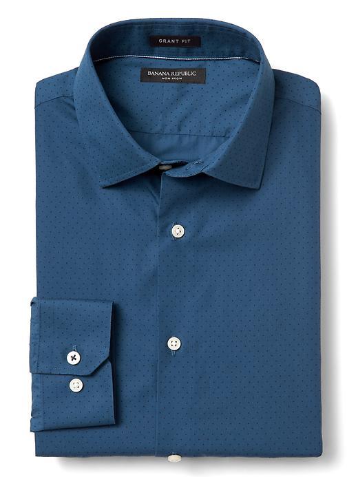 Banana Republic Mens Grant Fit Supima Cotton Gingham Shirt - Damselfish Blue