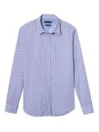 Banana Republic Mens Camden Fit Custom Wash Floral Stripe Shirt - Blue Porcelain