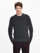 Banana Republic Mens Plaited Italian Wool Crew Pullover Size L Tall - Black