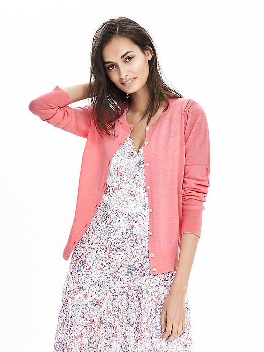 Banana Republic Womens Open Front Wool Cardigan Size L - Guava Pink