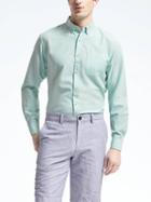 Banana Republic Mens Camden Fit Cotton Stretch Oxford Shirt - Turquoise