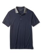 Banana Republic Mens Luxe Stripe Collar Polo Size M Tall - Preppy Navy