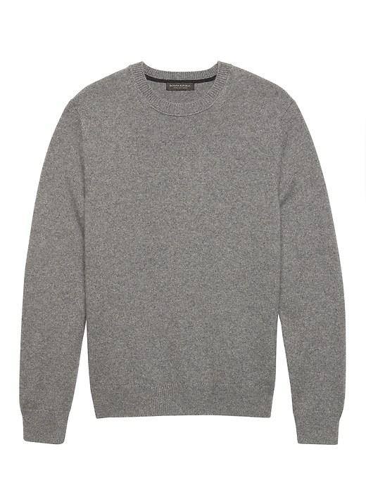 Banana Republic Mens Cashmere Crew-neck Sweater With Suede Elbow Patches Heather Charcoal Size S