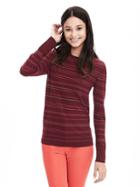 Banana Republic Womens Striped Extra Fine Merino Wool Pullover Sweater Size L - Pink Blossom