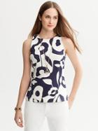 Banana Republic Bold Print Ponte Shell - Fall Navy