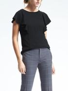 Banana Republic Flutter Sleeve V Back Top - Black
