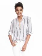 Banana Republic Womens Dillon Fit Pattern Shirt Size L Tall - White Print