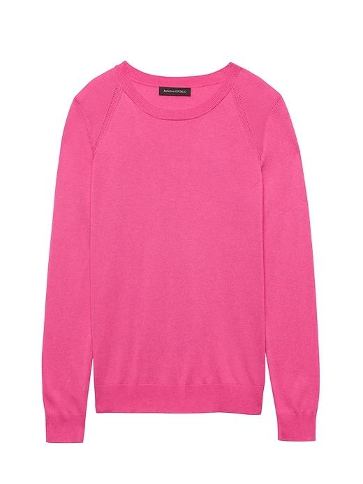 Banana Republic Womens Silk Cotton Crew-neck Sweater Hot Bright Pink Size Xs