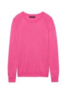 Banana Republic Womens Silk Cotton Crew-neck Sweater Hot Bright Pink Size Xs