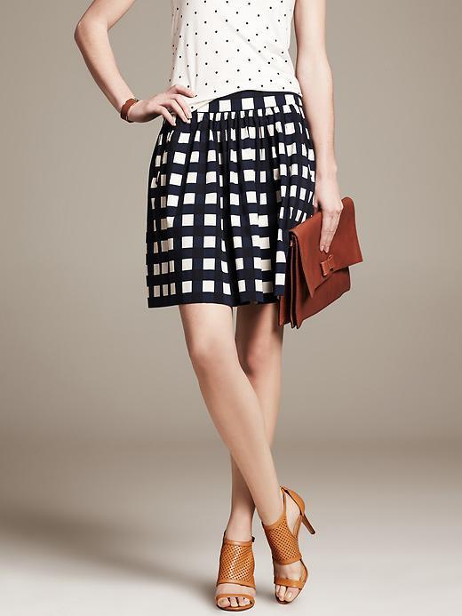 Banana Republic Gingham Full Skirt - Preppy Navy