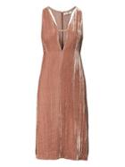 Banana Republic Womens Heritage Velvet Deep Vee Dress - Pink Champagne