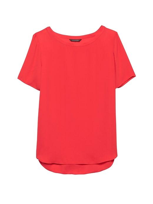 Banana Republic Womens Petite High-low Hem Top Red Sunset Size L