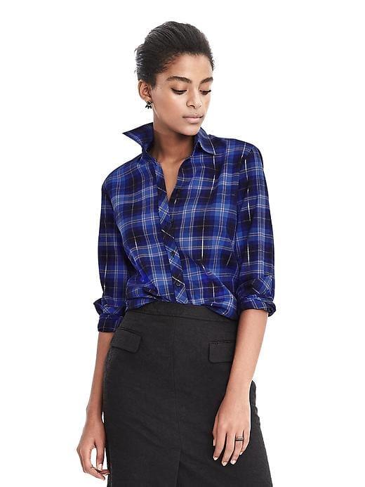Banana Republic Womens Dillon Fit Flannel Shirt - Preppy Navy