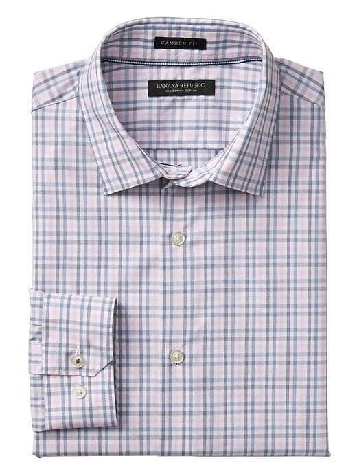 Banana Republic Mens Camden Standard Fit Supima Cotton Gingham Shirt - Pink