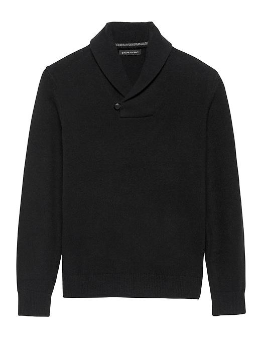 Banana Republic Mens Extra-fine Italian Merino Woolshawl-collar Sweater Black Size L