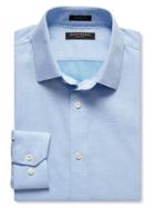Banana Republic Mens Grant Fit Non Iron Textured Shirt Size L Tall - Slalom Blue