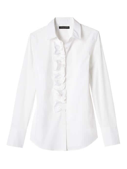 Banana Republic Womens Riley Fit Ruffle Shirt - White