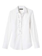 Banana Republic Womens Riley Fit Ruffle Shirt - White