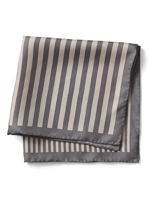 Banana Republic Mens Multi Stripe Silk Pocket Square Silver Gray Size One Size