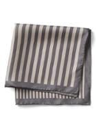 Banana Republic Mens Multi Stripe Silk Pocket Square Silver Gray Size One Size
