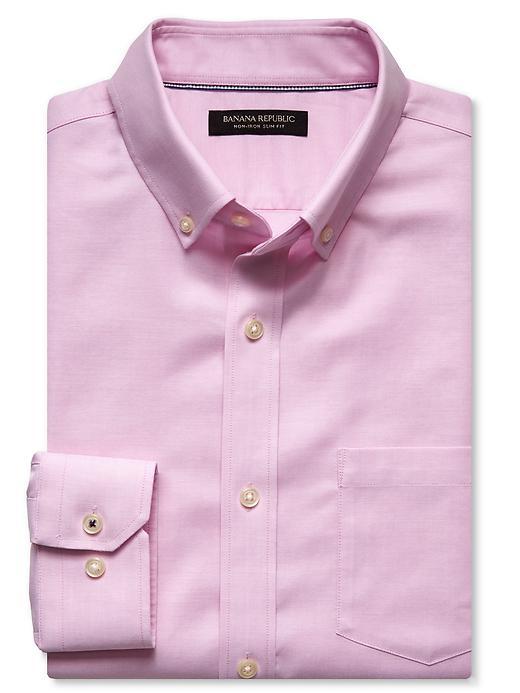 Banana Republic Mens Camden Fit Non Iron Oxford Shirt Size L Tall - Orange