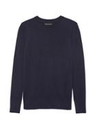 Banana Republic Womens Italian Merino-blend Crew-neck Sweater Navy Size Xs