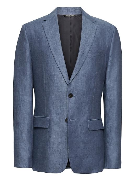 Banana Republic Mens Slim Blue Linen Suit Jacket Comet Blue Size 38