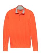 Banana Republic Mens Premium Cotton Cashmere Half-zip Sweater Rich Orange Size L