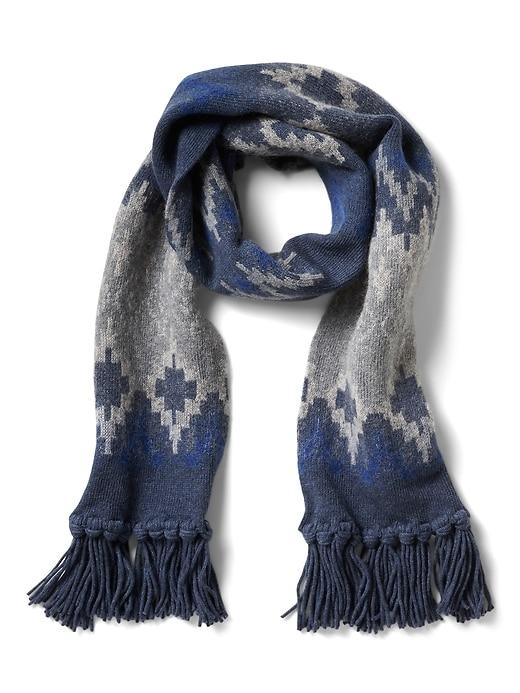 Banana Republic Mens Italian Merino-blend Fairisle Scarf Heather Blue Size One Size