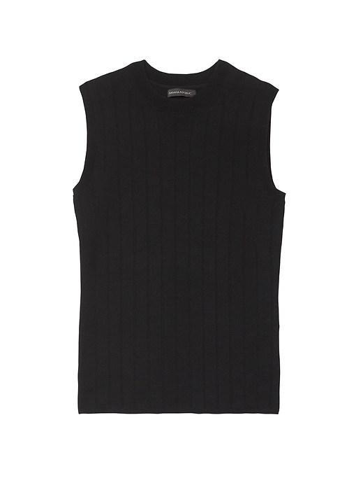 Banana Republic Womens Stripe Cotton-blend Sweater Shell Black Size L