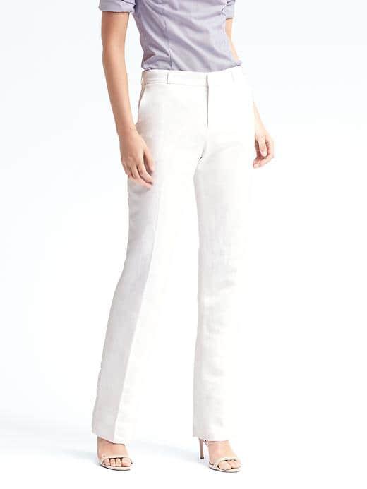 Banana Republic Womens Logan Fit White Linen Blend Pant - White