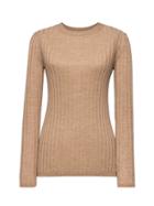 Banana Republic Womens Machine-washable Merino Wool Ribbed Crew-neck Sweater Camel Size Xs