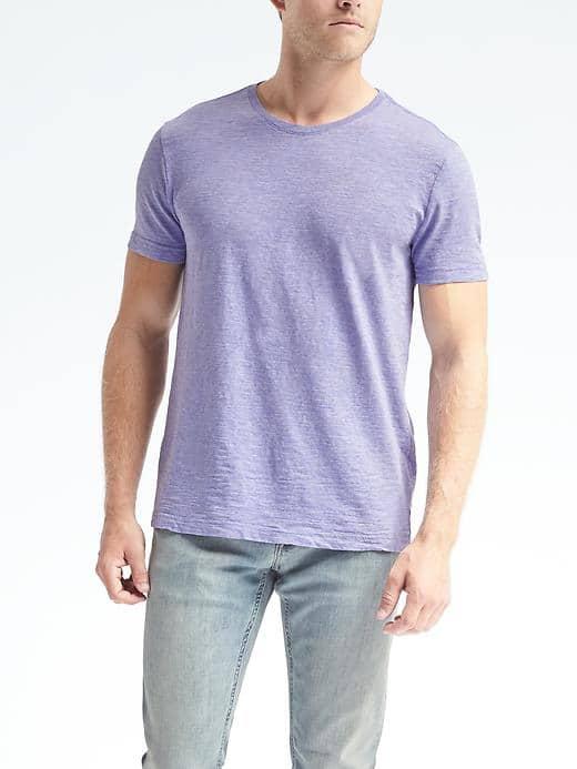 Banana Republic Mens Soft Wash Tee - Light Purple Heather