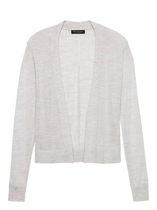 Banana Republic Womens Machine-washable Merino Cropped Open Cardigan Sweater Heather Gray Size L