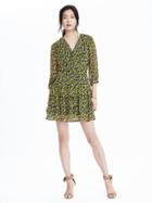 Banana Republic Womens Long Sleeve Tiered Ruffle Dress Size 0 - Loch Green