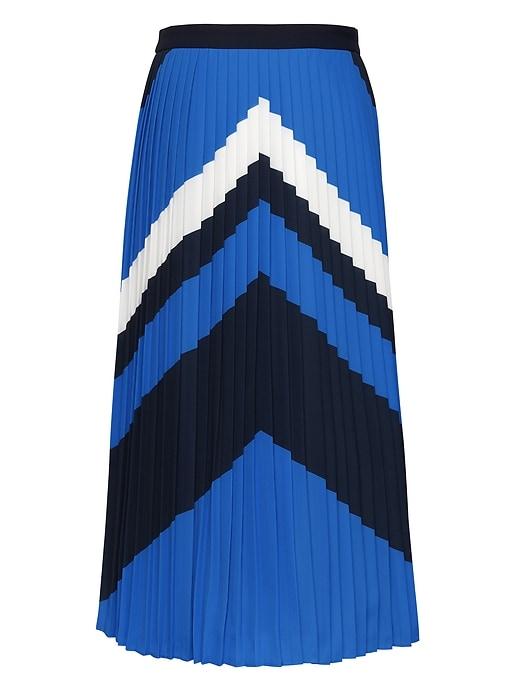 Banana Republic Petite Chevron Pleated Midi Skirt