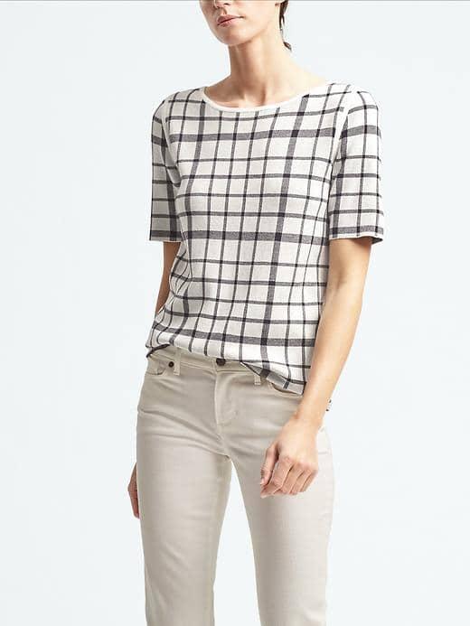 Banana Republic Womens Jacquard Cross Back Pullover - White
