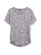 Banana Republic Womens Petite Floral Soft Satin Perfect Tunic Top Gray Size Xs
