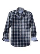 Banana Republic Mens Camden Fit Custom Wash Plaid Shirt Size L Tall - Navy Star