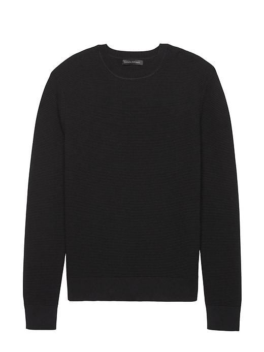 Banana Republic Mens Supima Cotton Waffle-knit Crew-neck Sweater Black Size Xxs