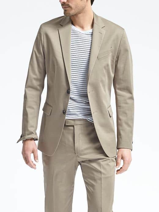 Banana Republic Mens Slim Stretch Cotton Suit Jacket - Acorn