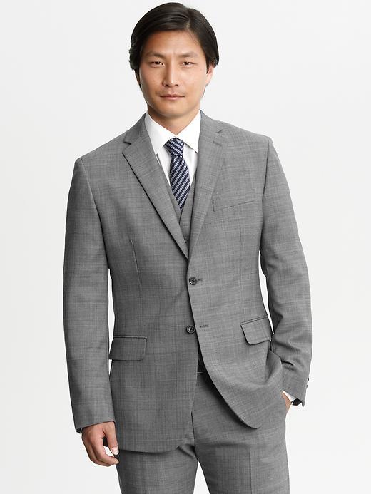 Banana Republic Tailored Grey Plaid Wool Two Button Suit Blazer