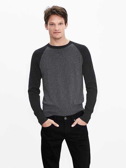 Banana Republic Mens Todd & Duncan Cashmere Baseball Crew Pullover Size L Tall - Charcoal Heather