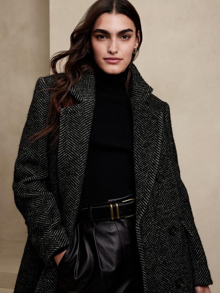 Petite Cortazar Herringbone Topcoat