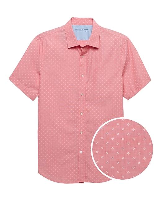 Banana Republic Mens Grant Slim-fit Luxe Poplin Print Shirt Sea Coral Size S